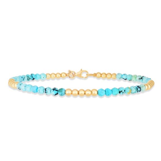 Gold & Turquoise Beaded Bracelet