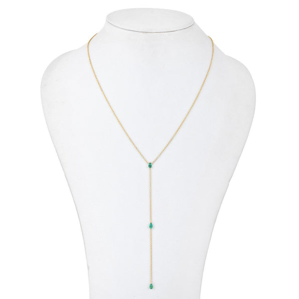 Three Stone Emerald Lariat