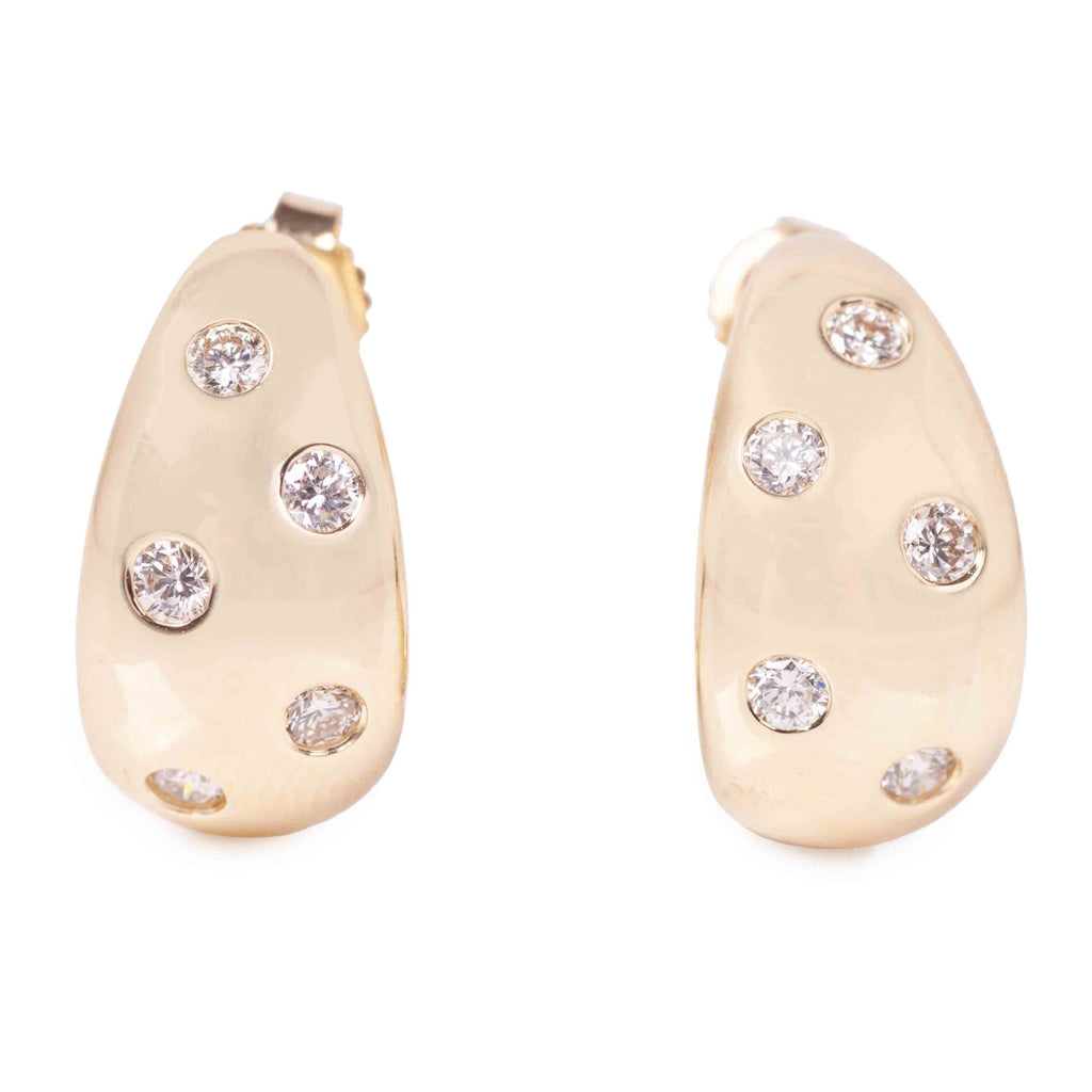 Burnished Diamond Dome Hoop Earrings