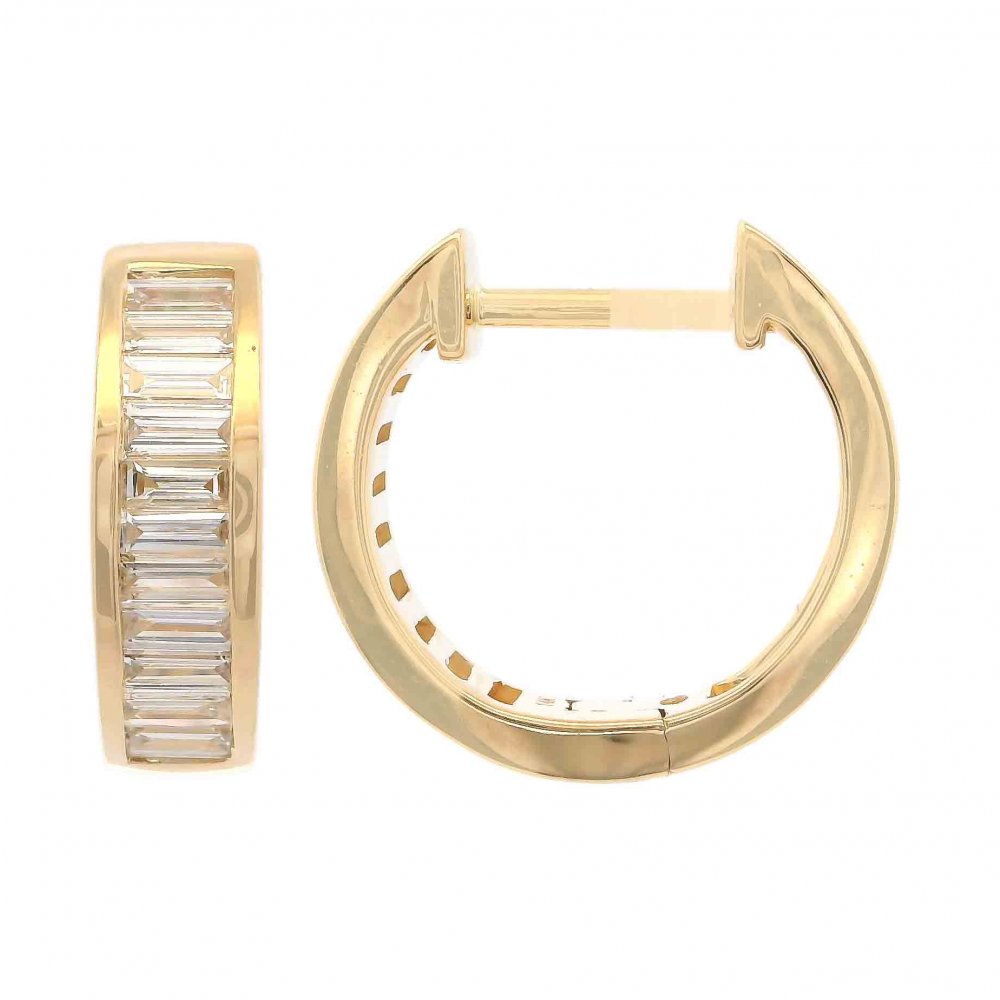 Baguette Diamond Huggie Hoops