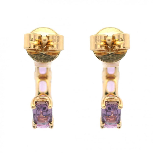 Emerald-Cut Pink Sapphire Hoop Earrings