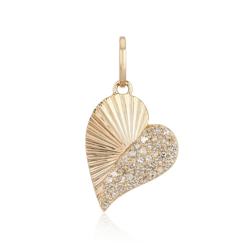 Fluted Diamond Curved Heart Charm