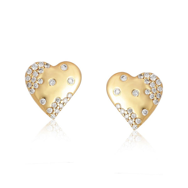 Diamond Confetti Heart Studs