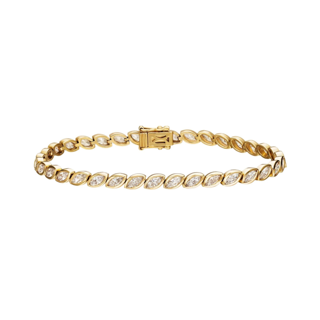 Lab-Grown Bezel Set Marquise Tennis Bracelet