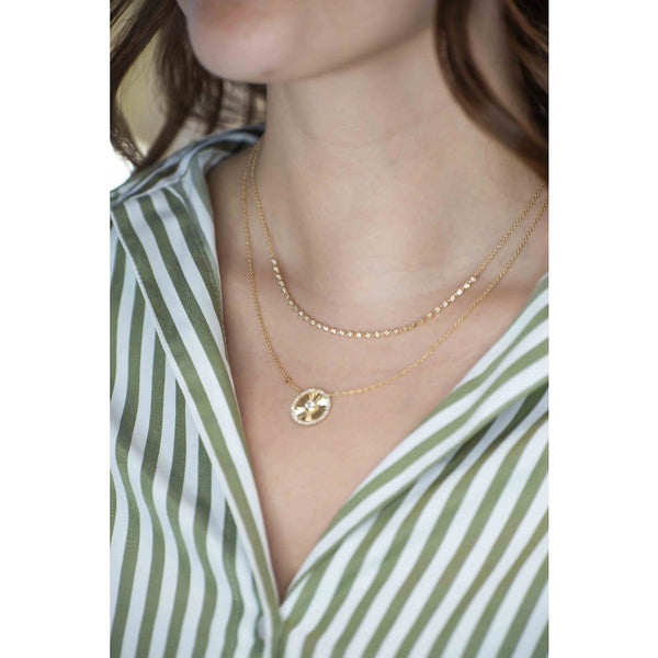 Bezel Diamond Line Chain Necklace