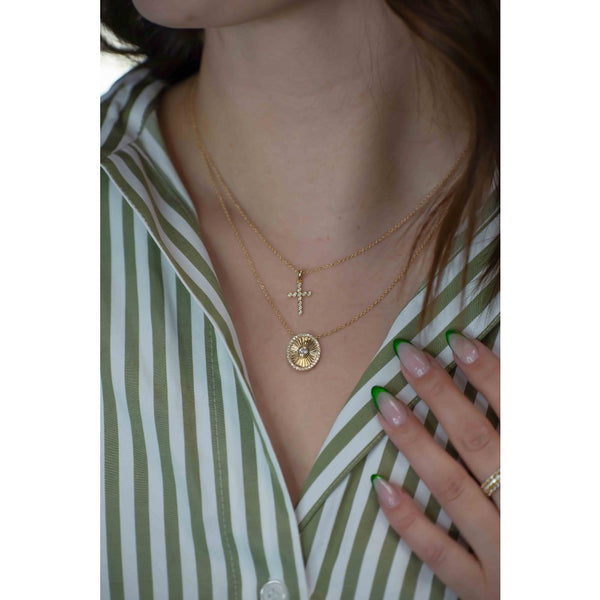 Fluted Oval Medallion Necklace