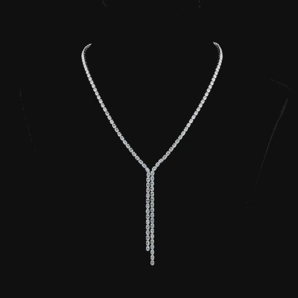 Lab-Grown Oval Lariat Tennis Necklace Rotating