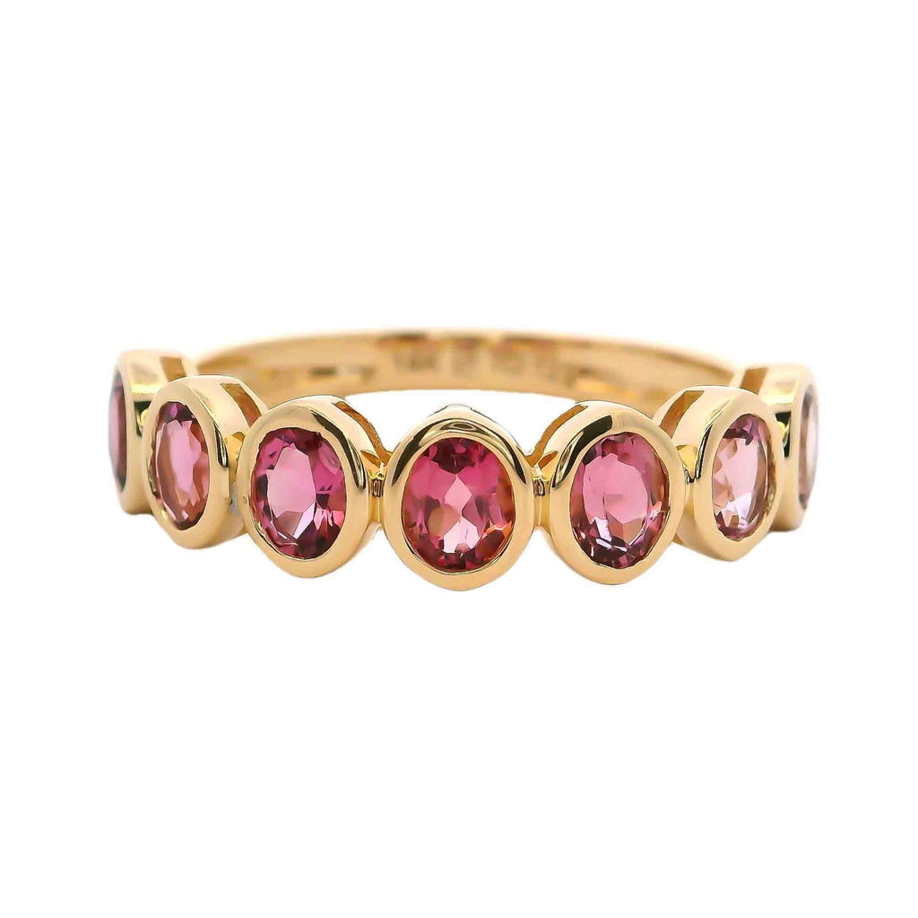 Bezel Oval Alternating Ombre Pink Tourmaline Ring