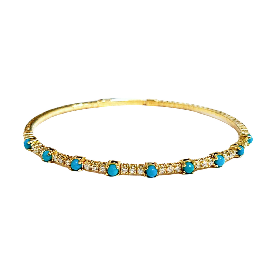 Diamond & Turquoise Flexible Bangle