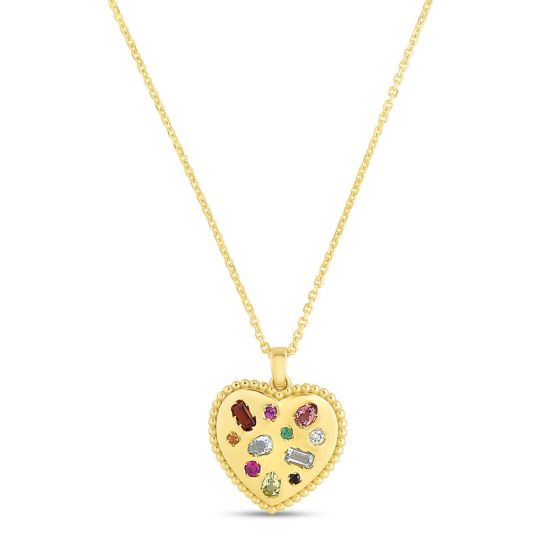 Confetti Gemstone Heart Necklace