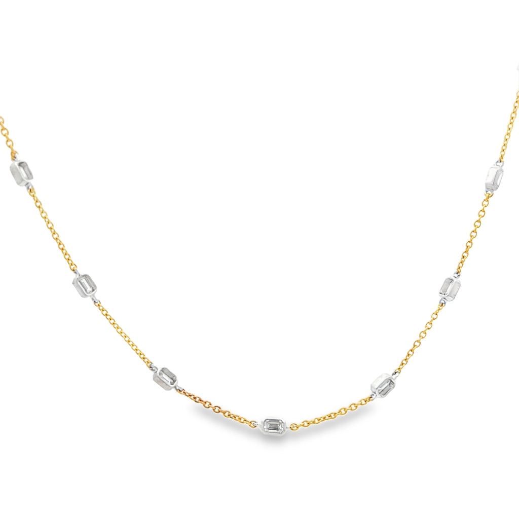 Lab-Grown Diamond Emerald Bezel Station Necklace