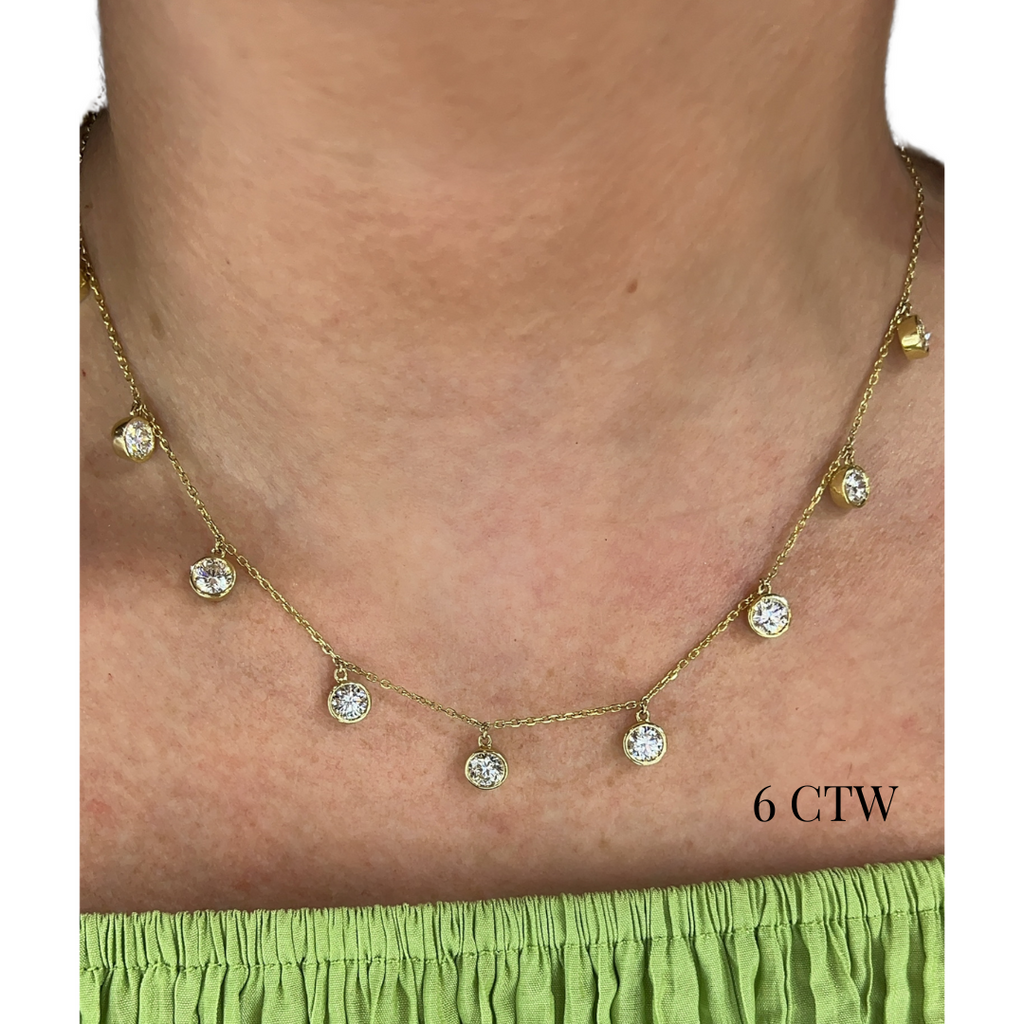Lab-Grown Floating Diamond Station Necklace