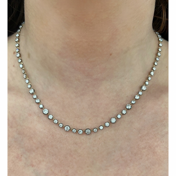 Lab-Grown Mini Black Rhodium Georgian Set Diamond Tennis Necklace