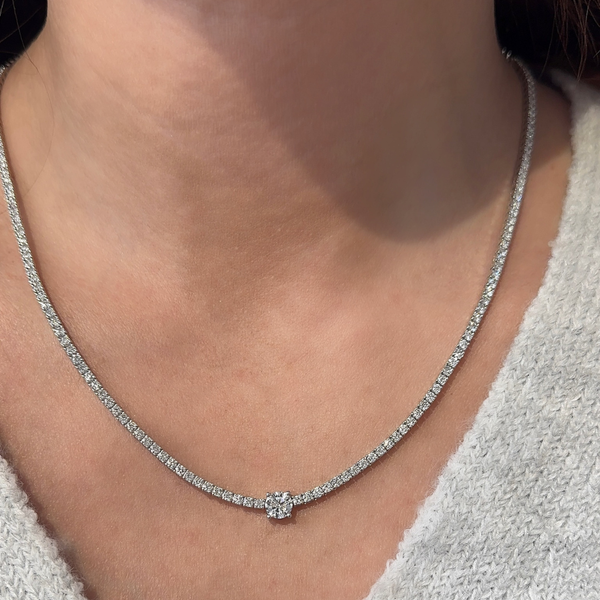 Lab-Grown Round Solitaire Diamond Tennis Necklace