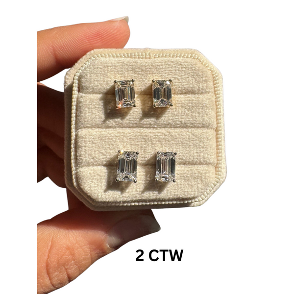Lab-Grown Emerald Cut Diamond Stud Earrings
