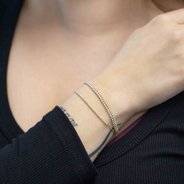Double Row Half Chain Tennis Bolo Bracelet