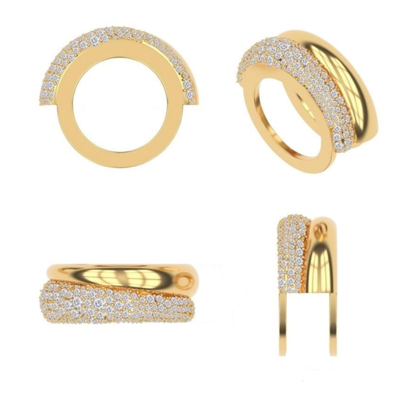 Lab-Grown Pave Diamond & Gold Fitness Ring Jacket