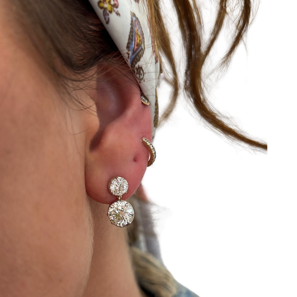 Lab-Grown Georgian Round Dangle Earrings
