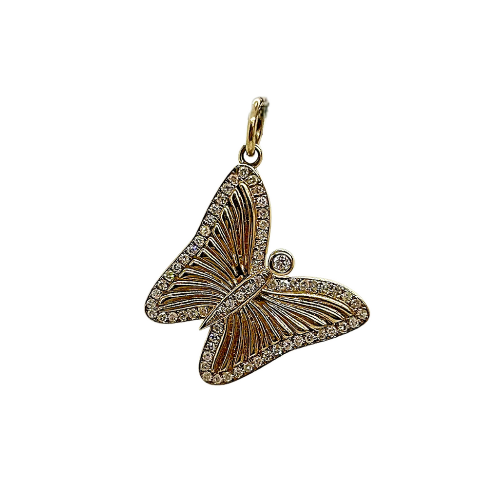 Fluted Diamond Butterfly Charm