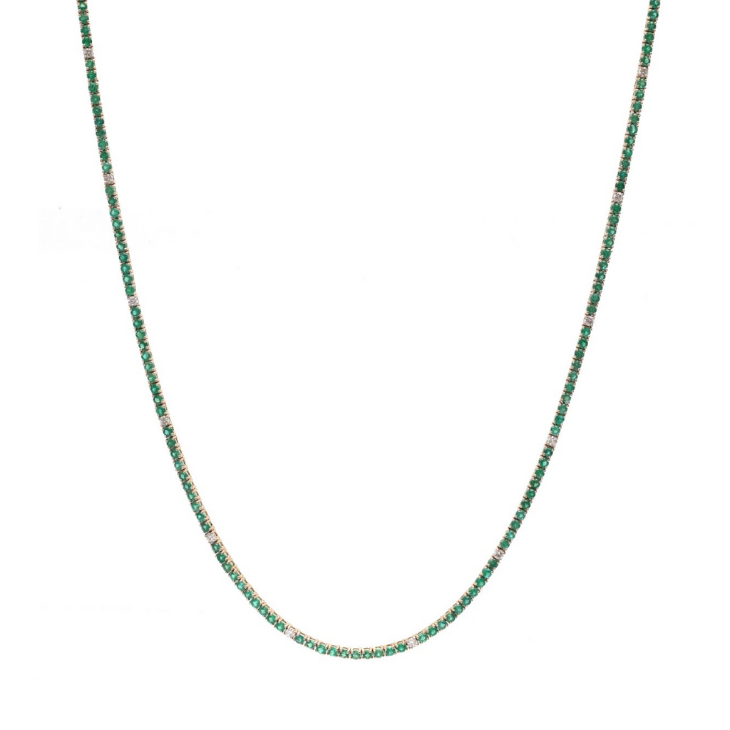 Emerald & Diamond Tennis Necklace