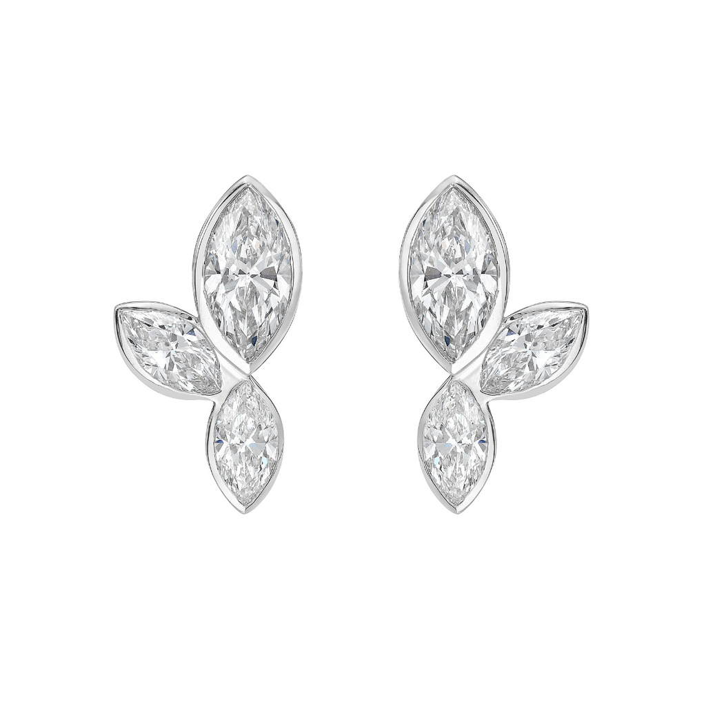 Lab-Grown Bezel Marquise Cluster Studs
