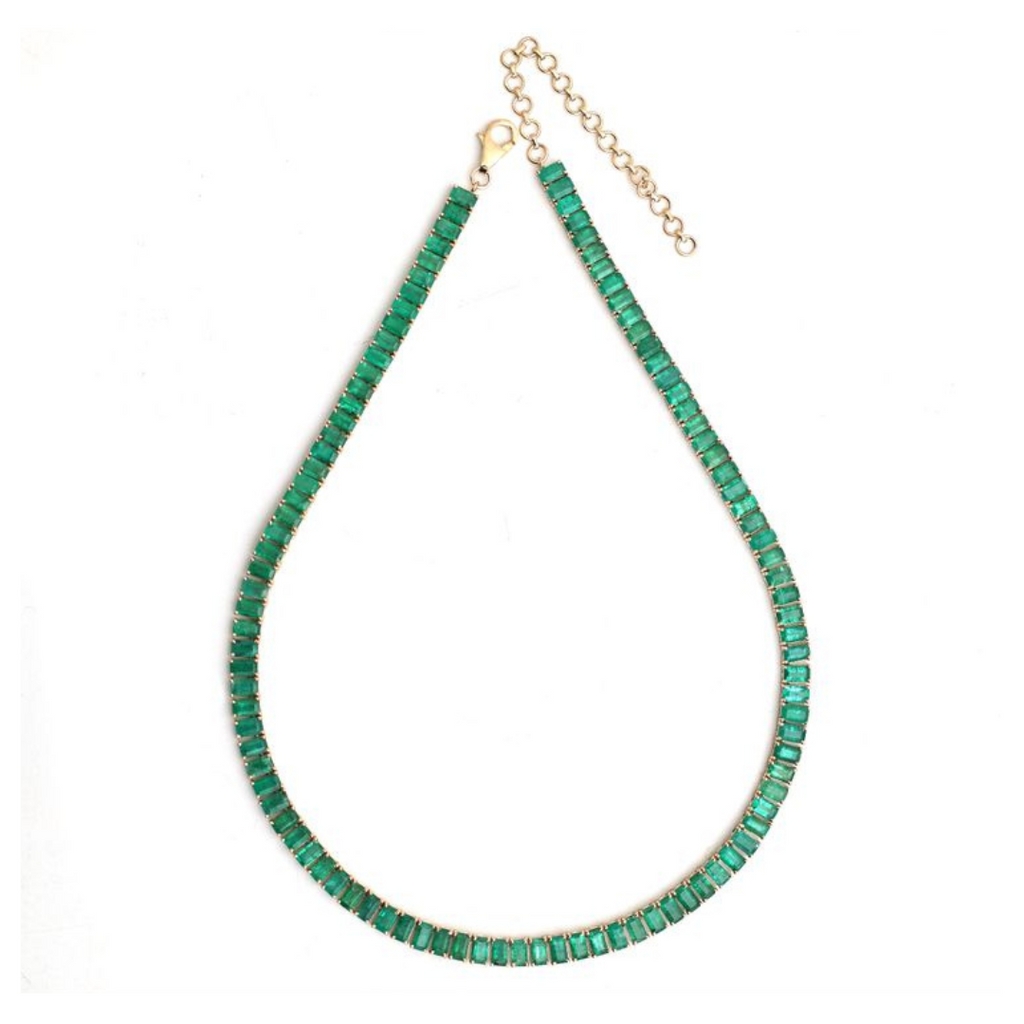 Baguette Emerald Tennis Necklace