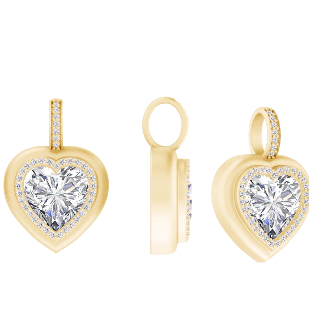 Lab-Grown Halo Heart Shaped Button Charm – Dallas Diamond Bar