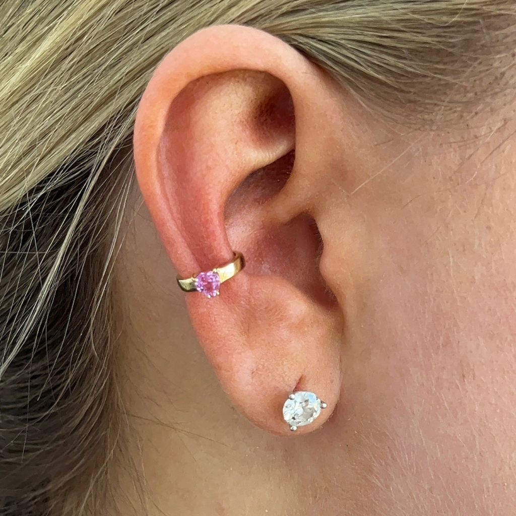 Gemstone Heart Ear Cuff