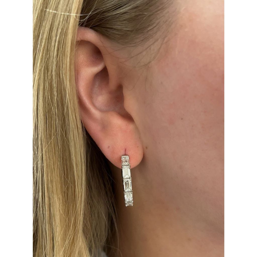 Lab-Grown Emerald Cut Inside Out Hoops