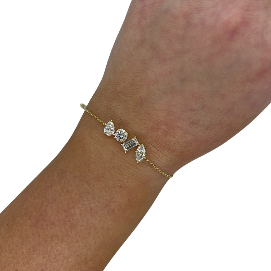Lab-Grown 4 Multi-Shape Diamond Chain Bracelet