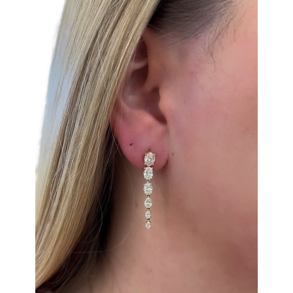 Lab-Grown Graduated Oval Dangle Earrings