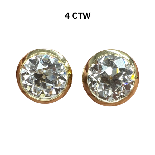 Lab-Grown Old Euro Round Bezel Studs