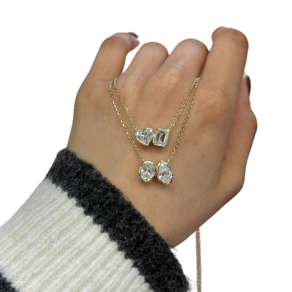 Lab-Grown Bezel Toi Et Moi Necklace