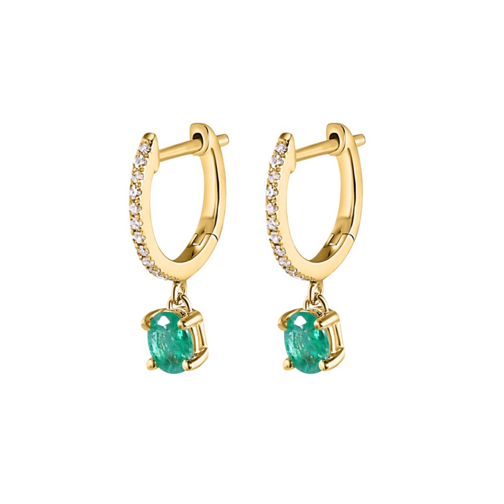 Diamond & Emerald Dangle Huggies