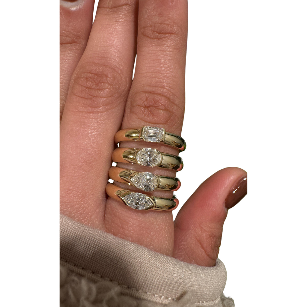 Lab-Grown Fancy Shape Diamond Half Bezel Cigar Ring