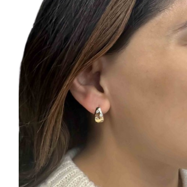 Burnished Diamond Dome Hoop Earrings