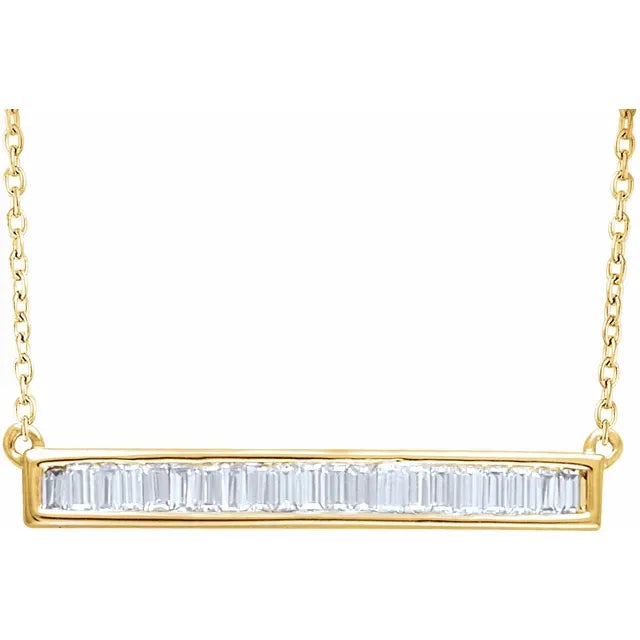 Diamond Baguette Bar Necklace