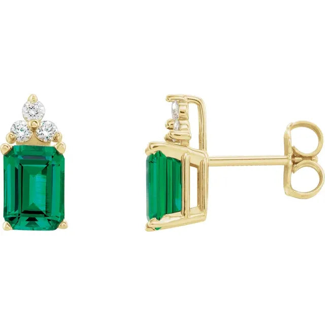 Lab-Grown Emerald & Diamond Earrings