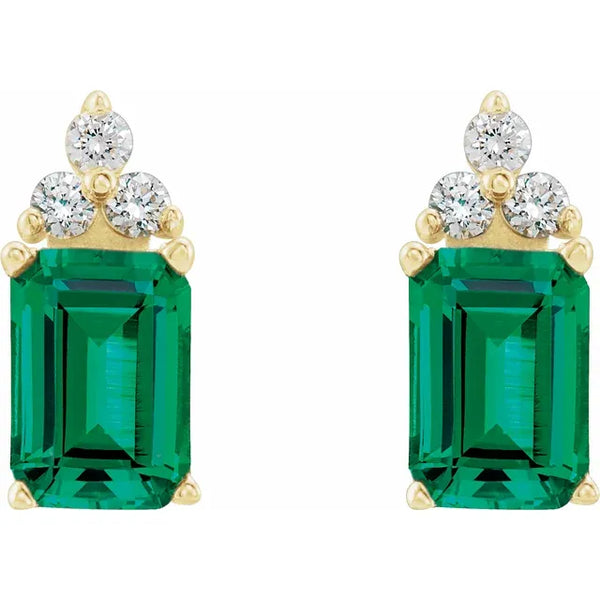 Lab-Grown Emerald & Diamond Earrings