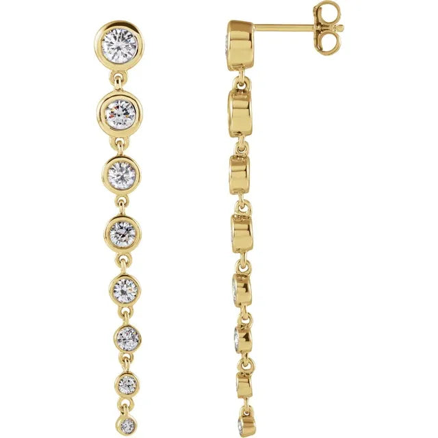 Lab-Grown Diamond Bezel Drop Earrings